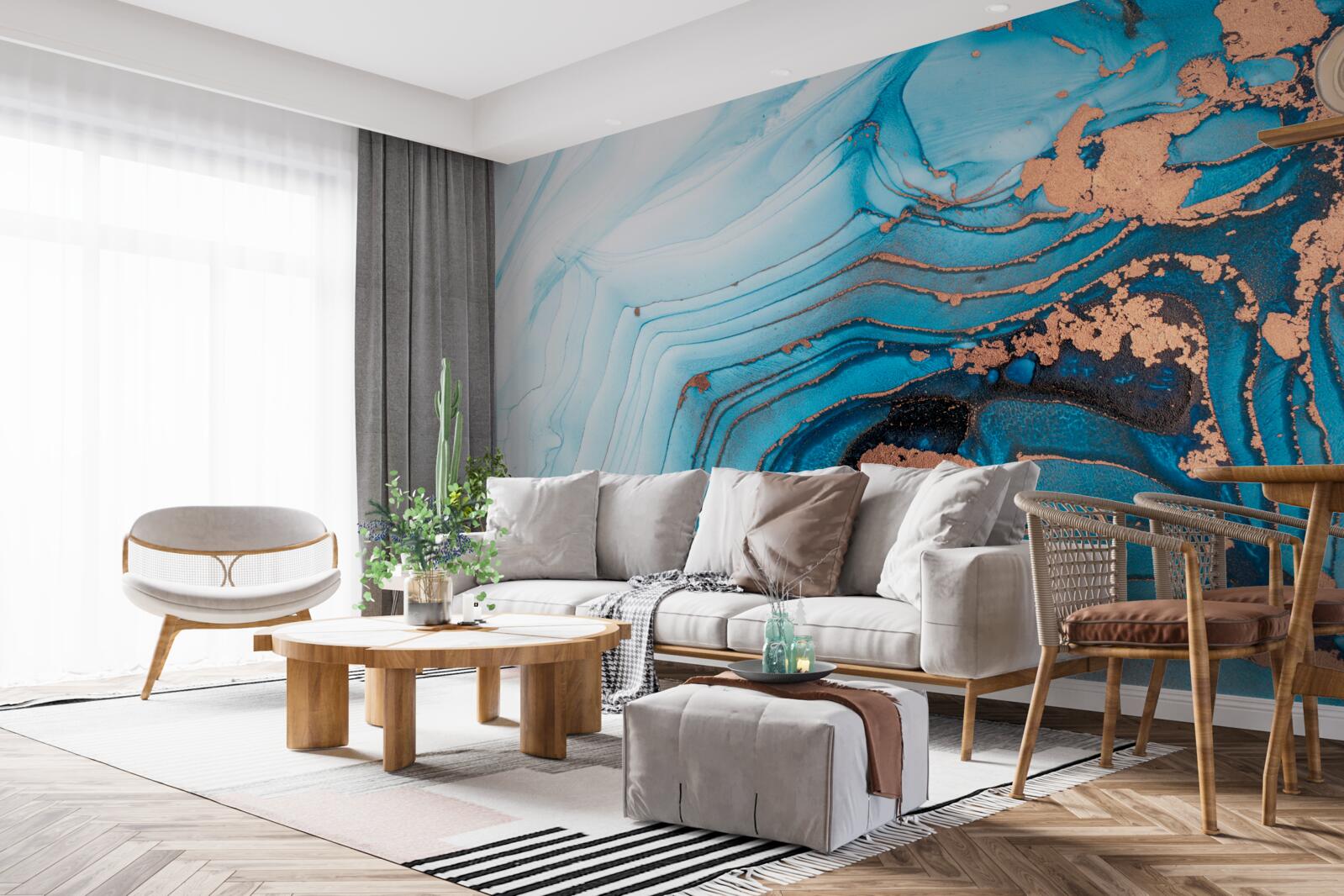 Fotobehang water komt in contact met marmeren zand