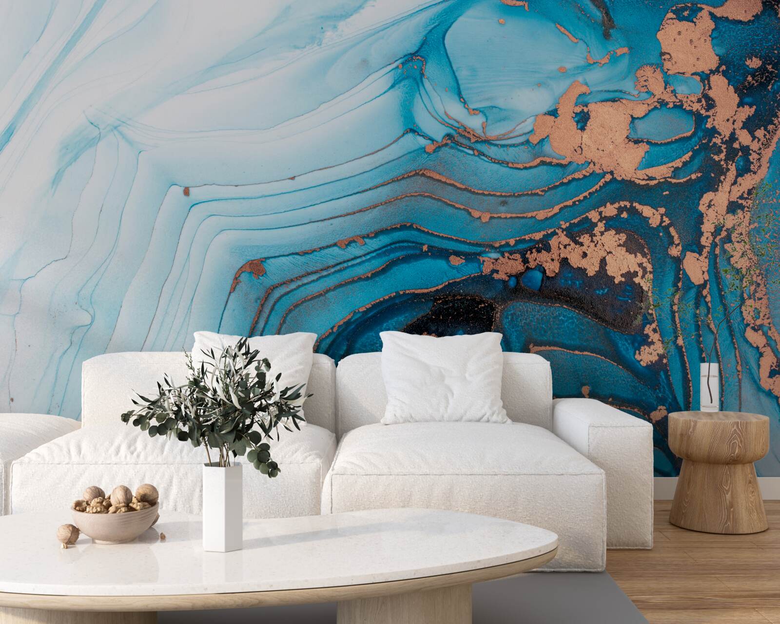 Fotobehang water komt in contact met marmeren zand