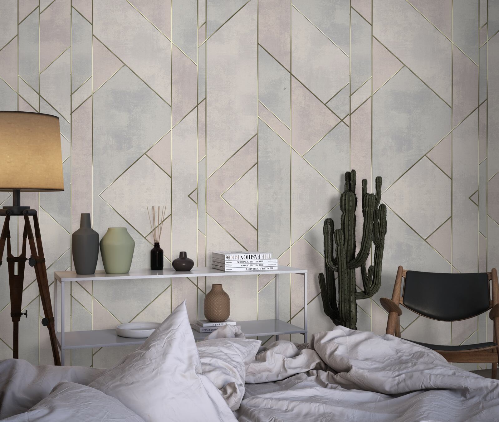 Fotobehang rechte lijnen op een marmeren oppervlak