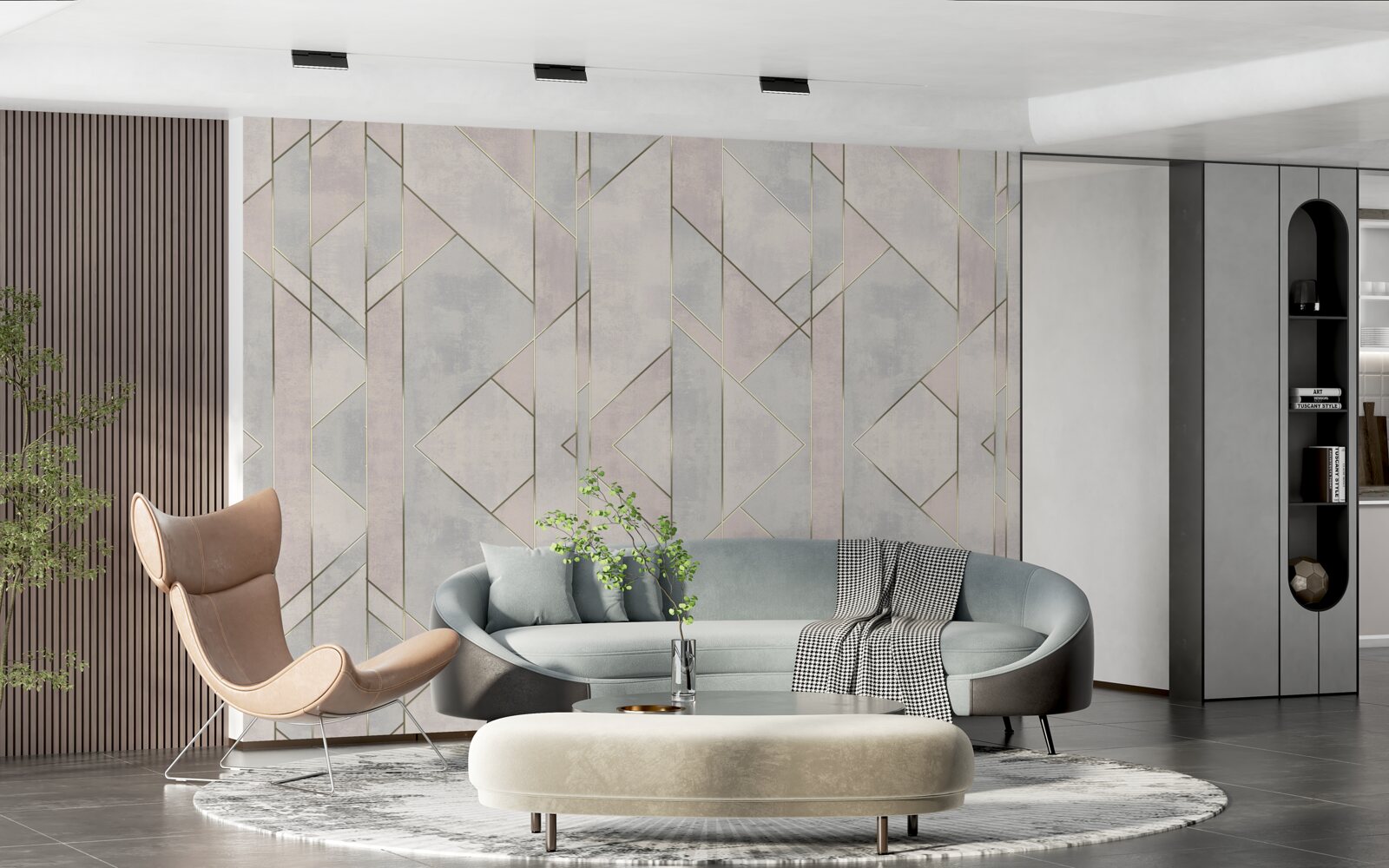 Fotobehang rechte lijnen op een marmeren oppervlak