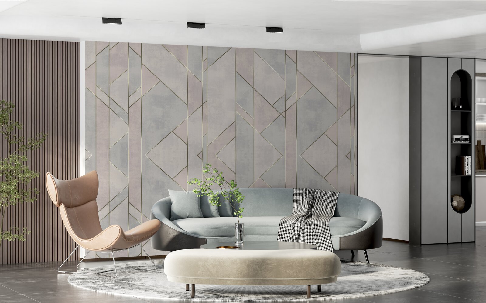 Fotobehang rechte lijnen op een marmeren oppervlak