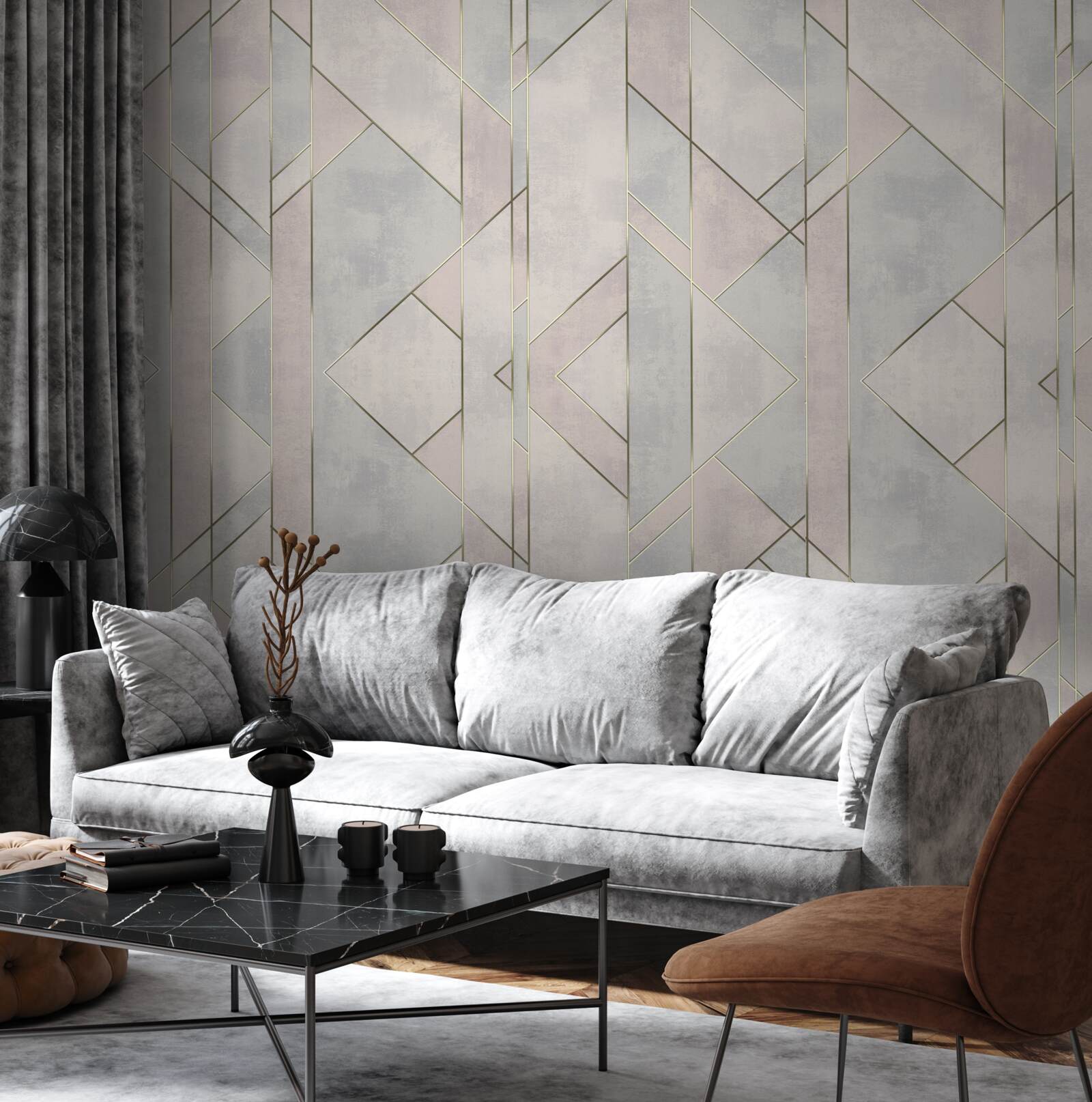 Fotobehang rechte lijnen op een marmeren oppervlak