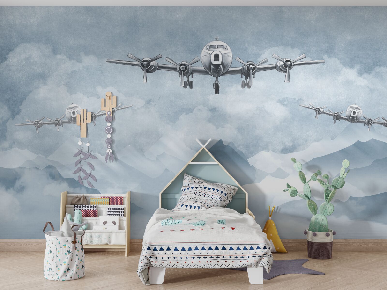 Fotobehang vliegtuigen vliegen over de bergen