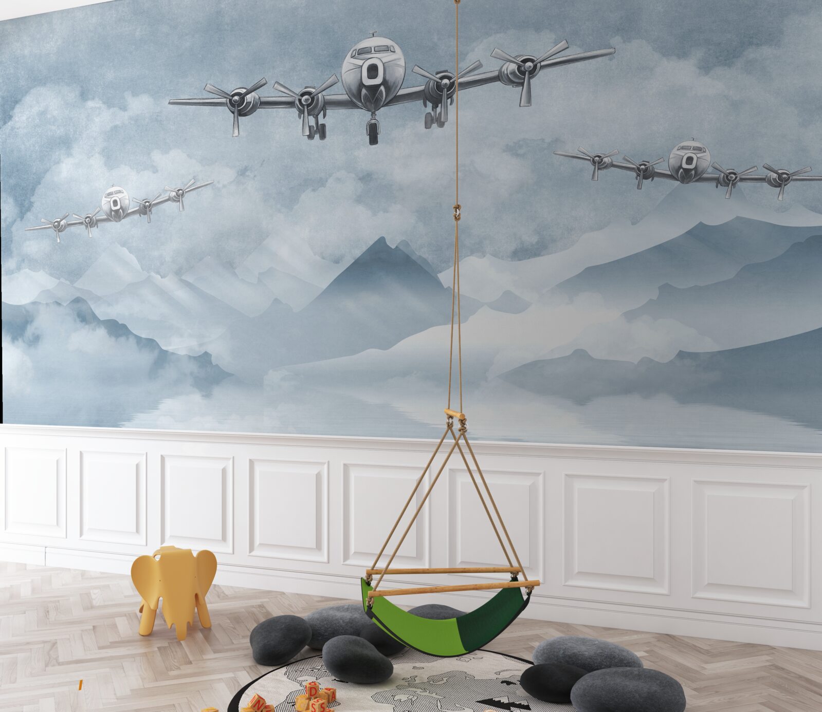 Fotobehang vliegtuigen vliegen over de bergen