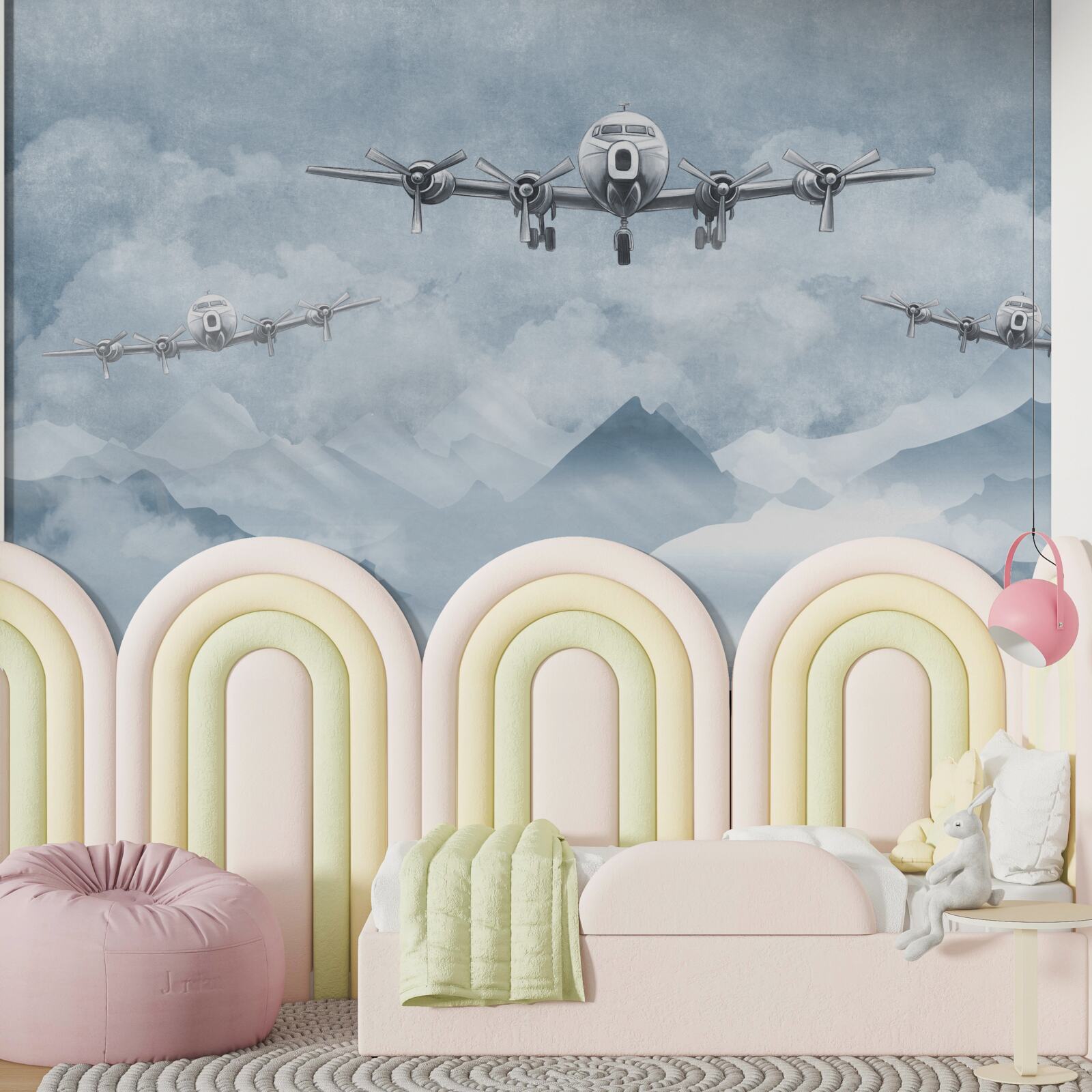 Fotobehang vliegtuigen vliegen over de bergen