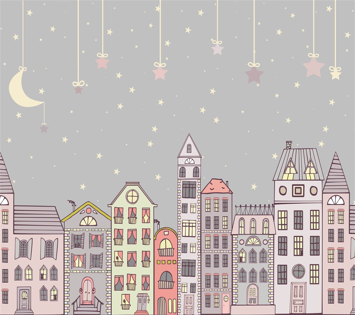 Fotobehang de stad is in slaap gehuld