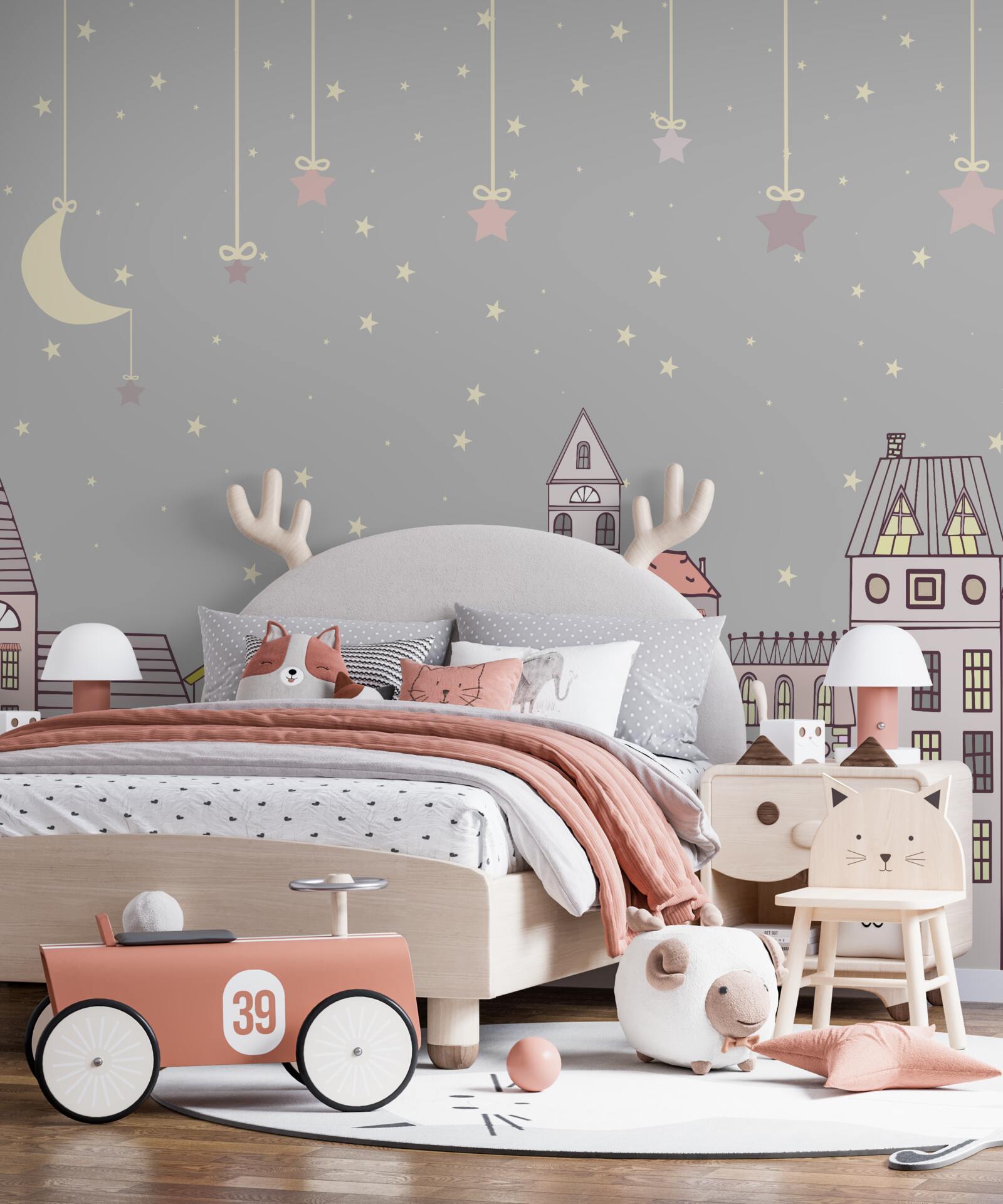 Fotobehang de stad is in slaap gehuld