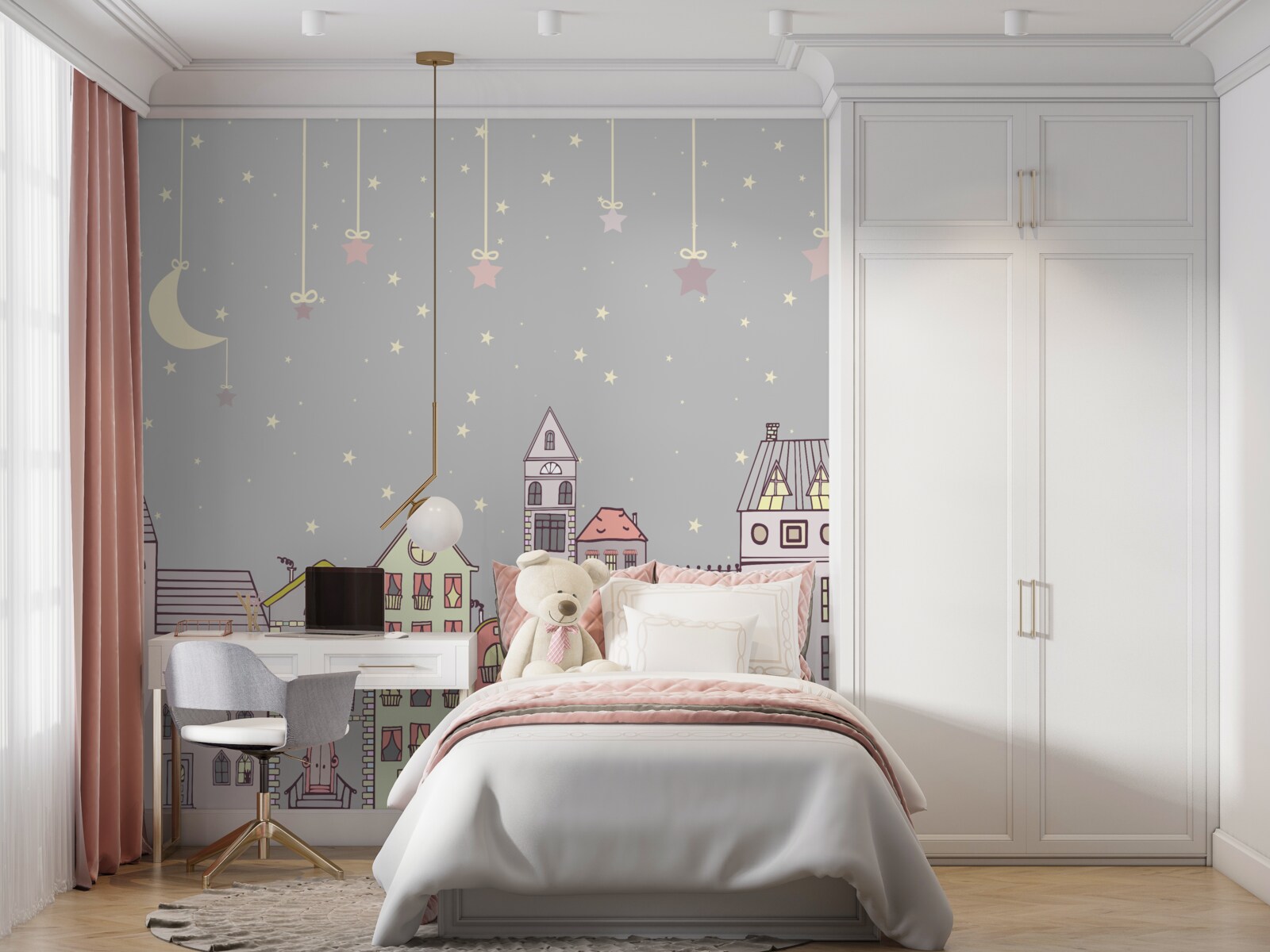 Fotobehang de stad is in slaap gehuld