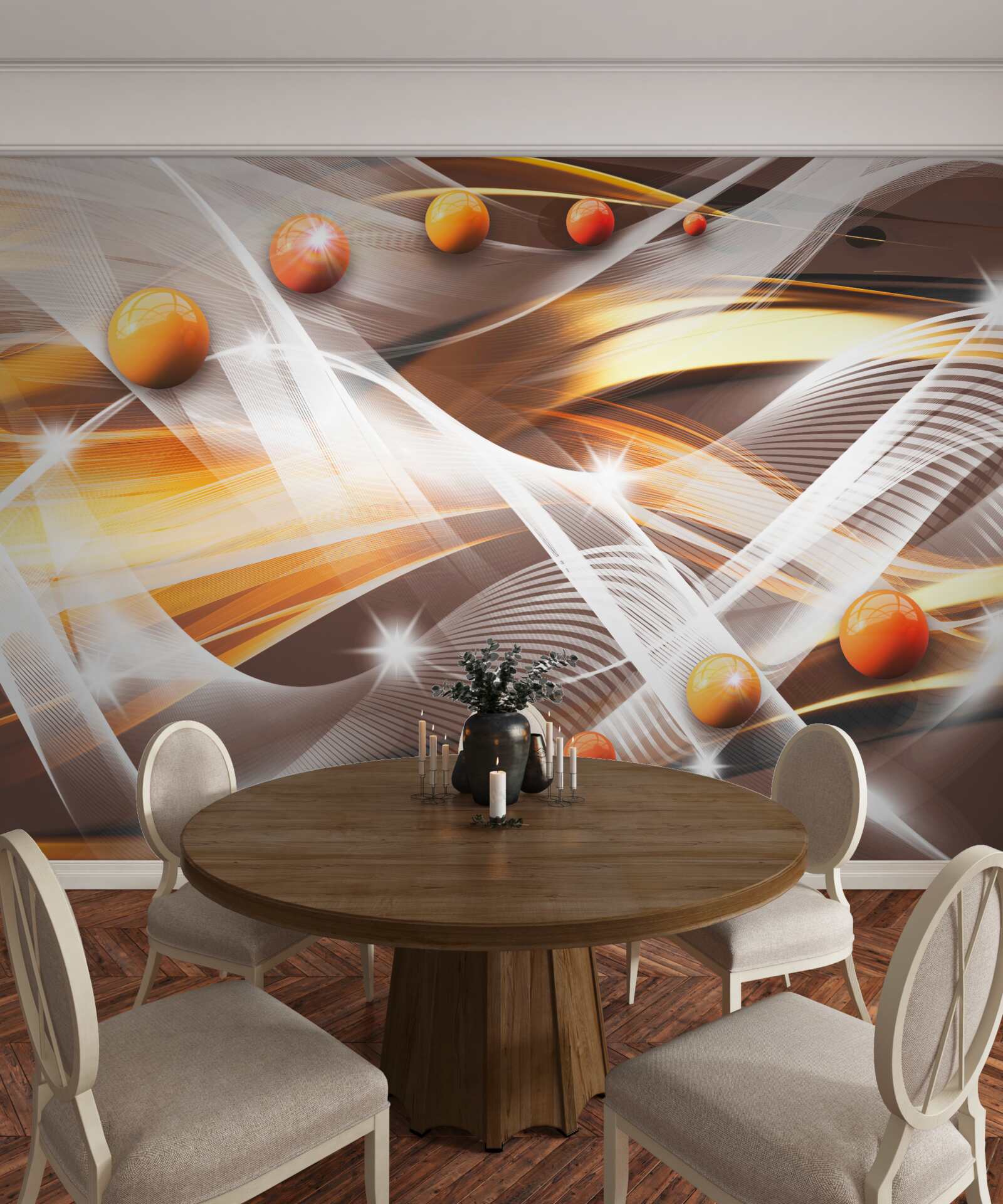 Fotobehang Zwevende bollen in abstracte kunst