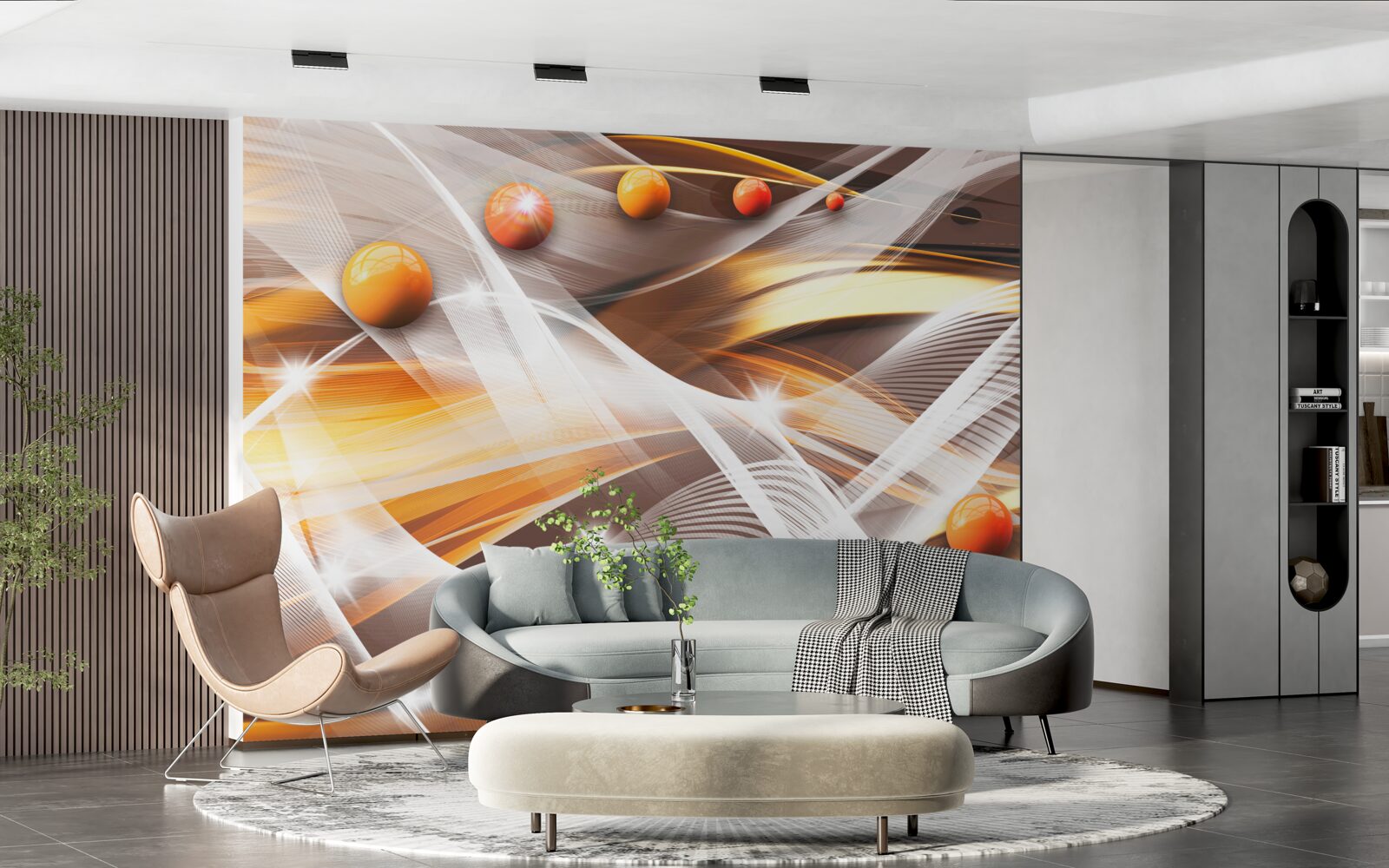 Fotobehang Zwevende bollen in abstracte kunst