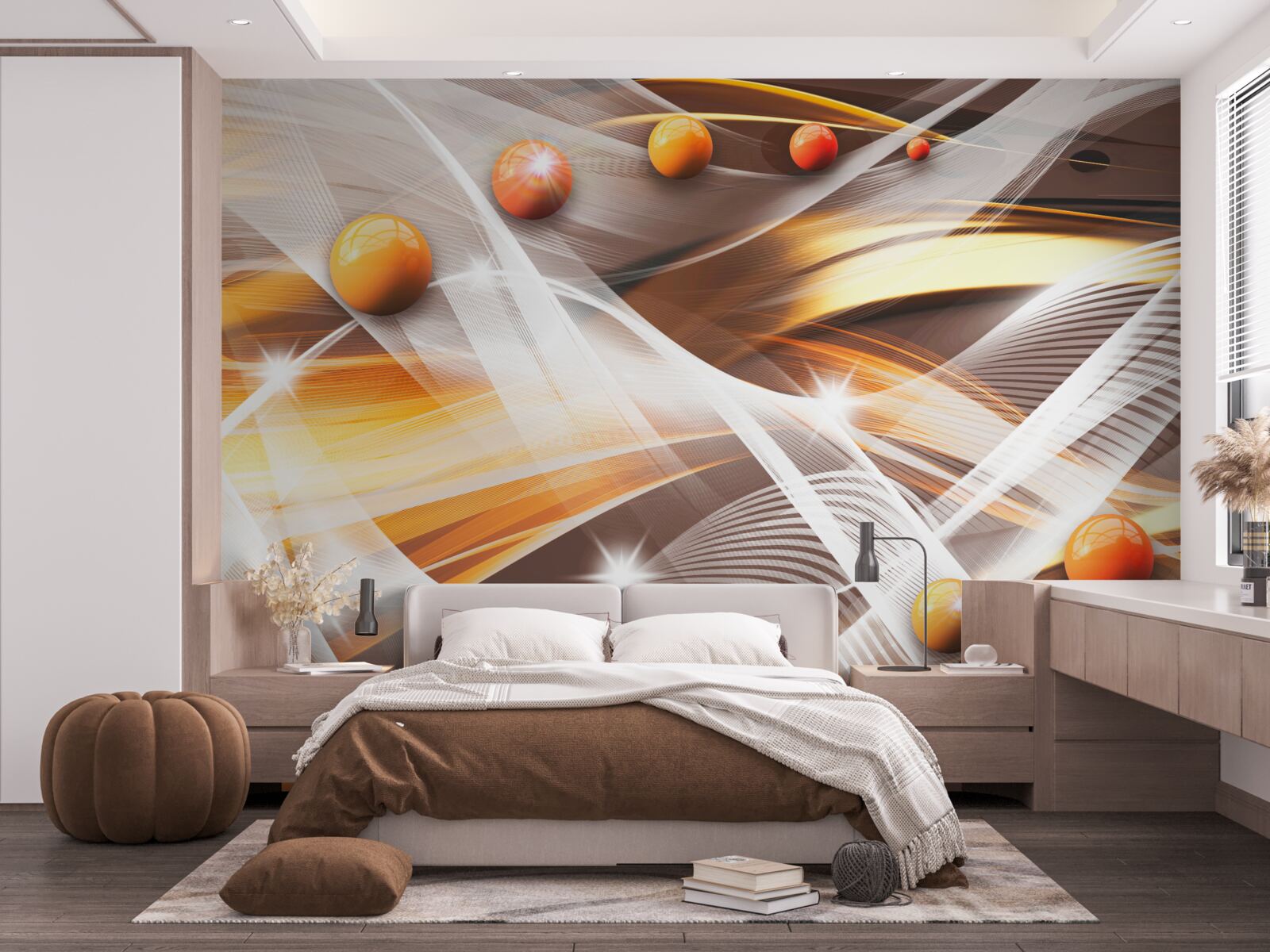 Fotobehang Zwevende bollen in abstracte kunst