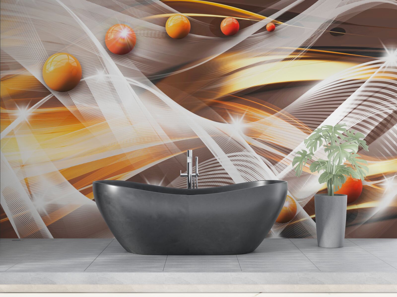 Fotobehang Zwevende bollen in abstracte kunst