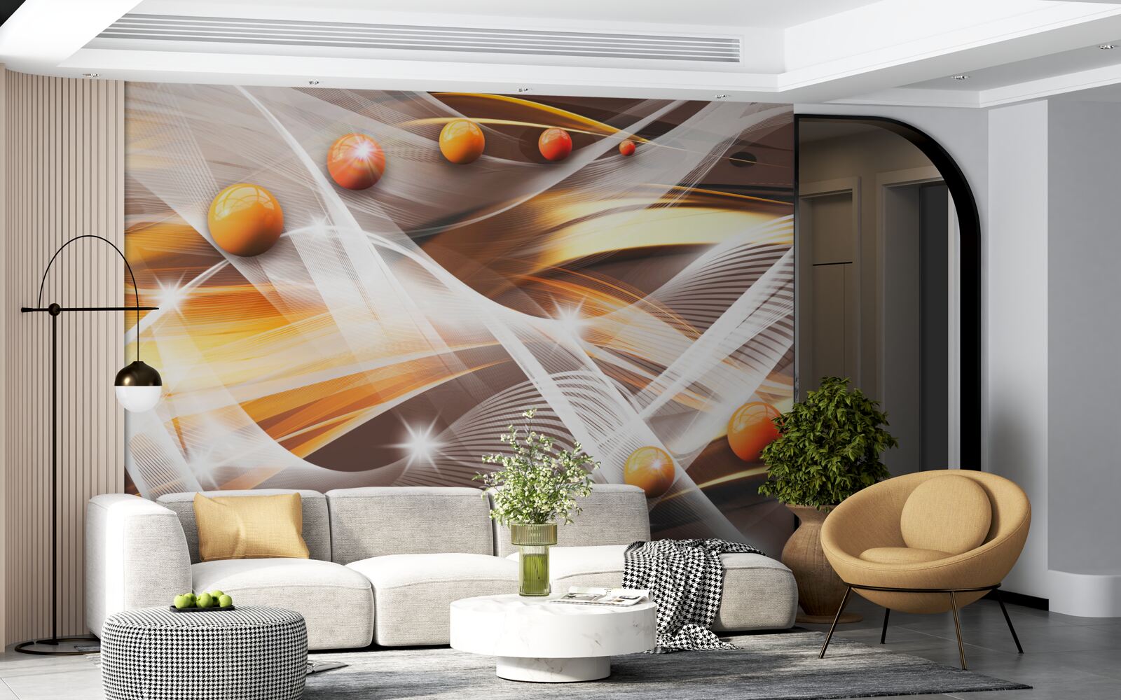 Fotobehang Zwevende bollen in abstracte kunst