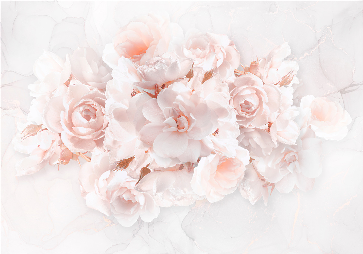 Fotobehang compositie van prachtige pioenen