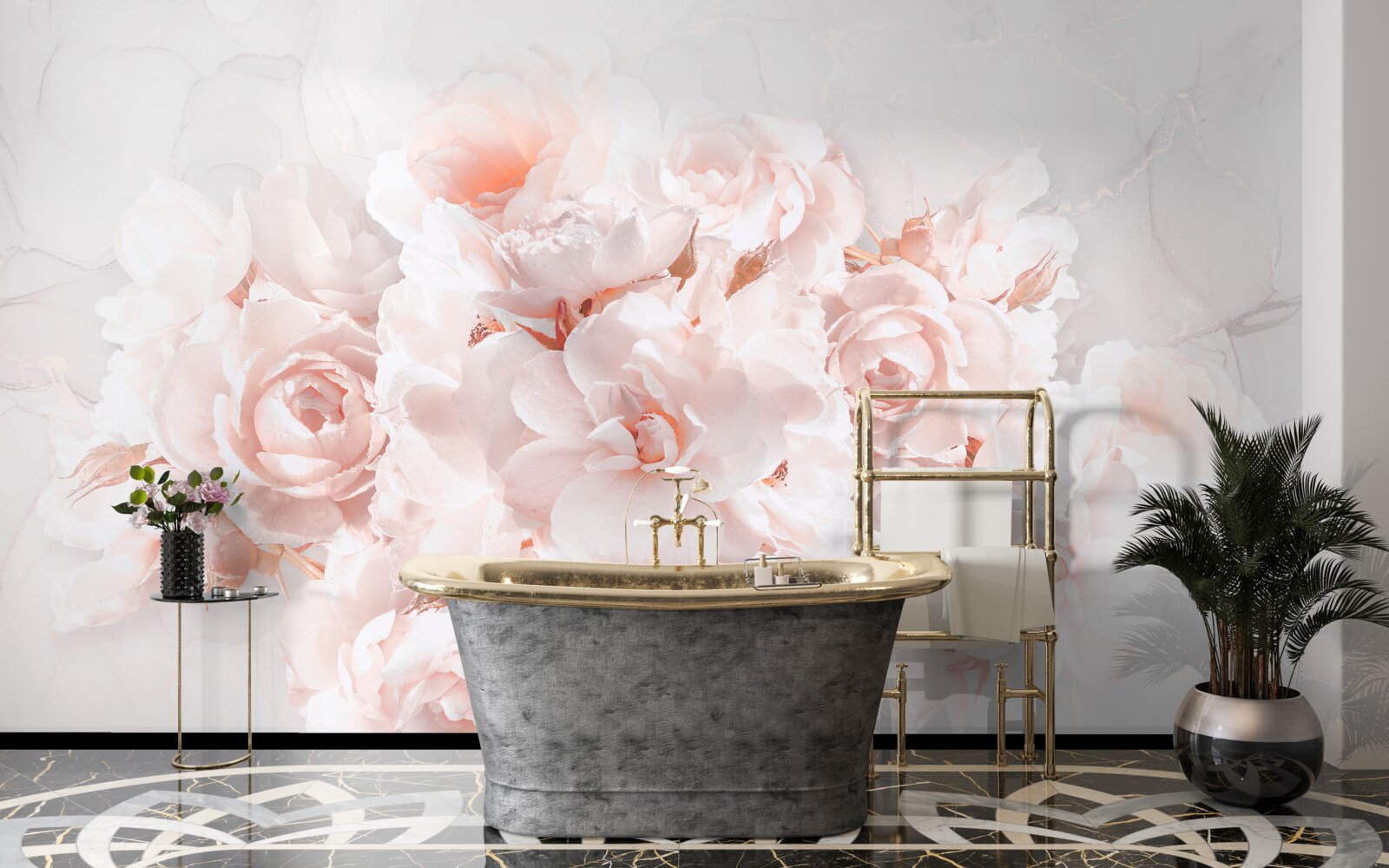 Fotobehang compositie van prachtige pioenen