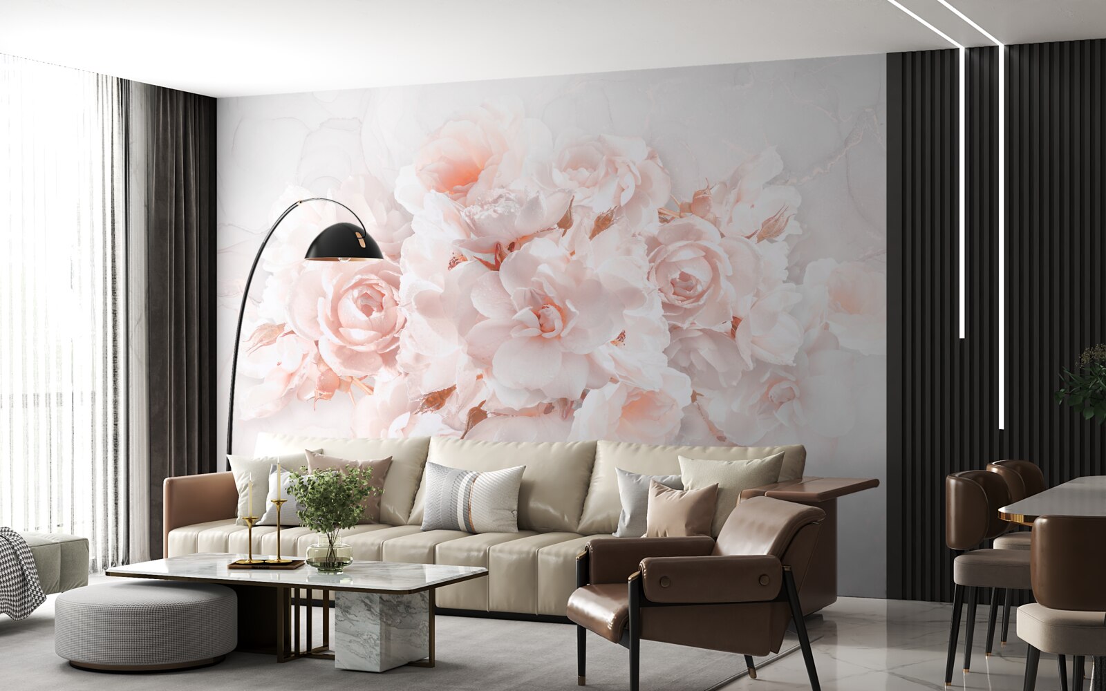 Fotobehang compositie van prachtige pioenen