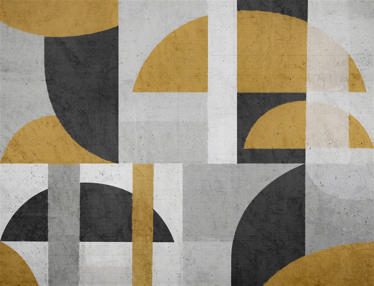 Fotobehang abstract in zwart-gele tinten