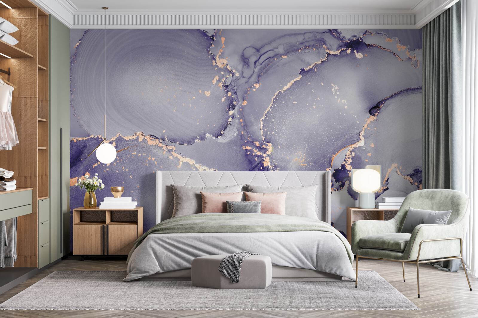 Fotobehang lila paars marmer