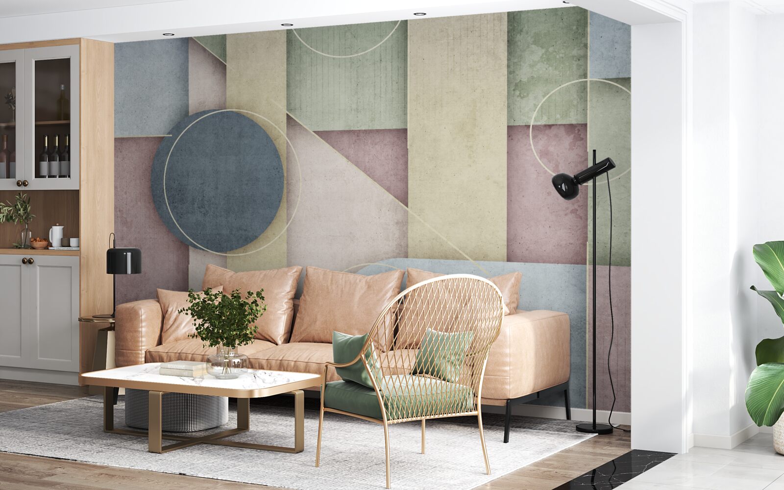 Fotobehang compositie met geometrische elementen