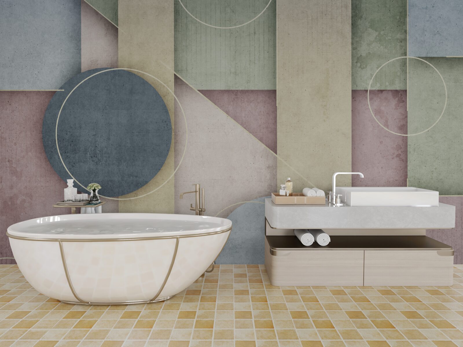 Fotobehang compositie met geometrische elementen