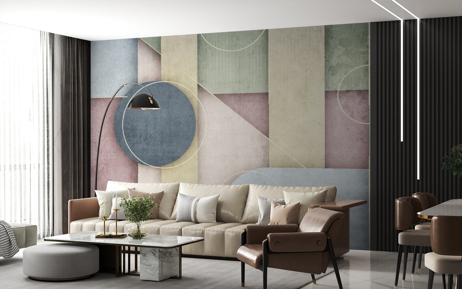 Fotobehang compositie met geometrische elementen