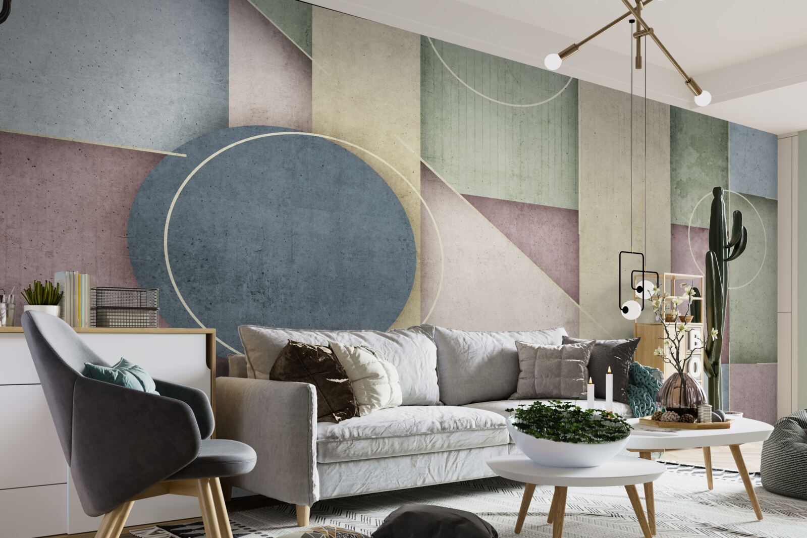 Fotobehang compositie met geometrische elementen