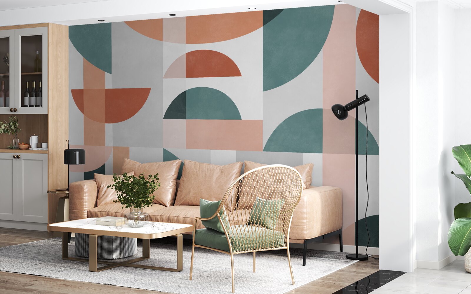 Fotobehang geometrische vormen in abstractie