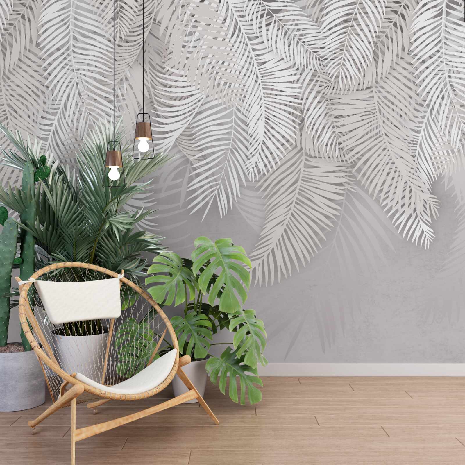 Fotobehang integendeel, de varen is wit