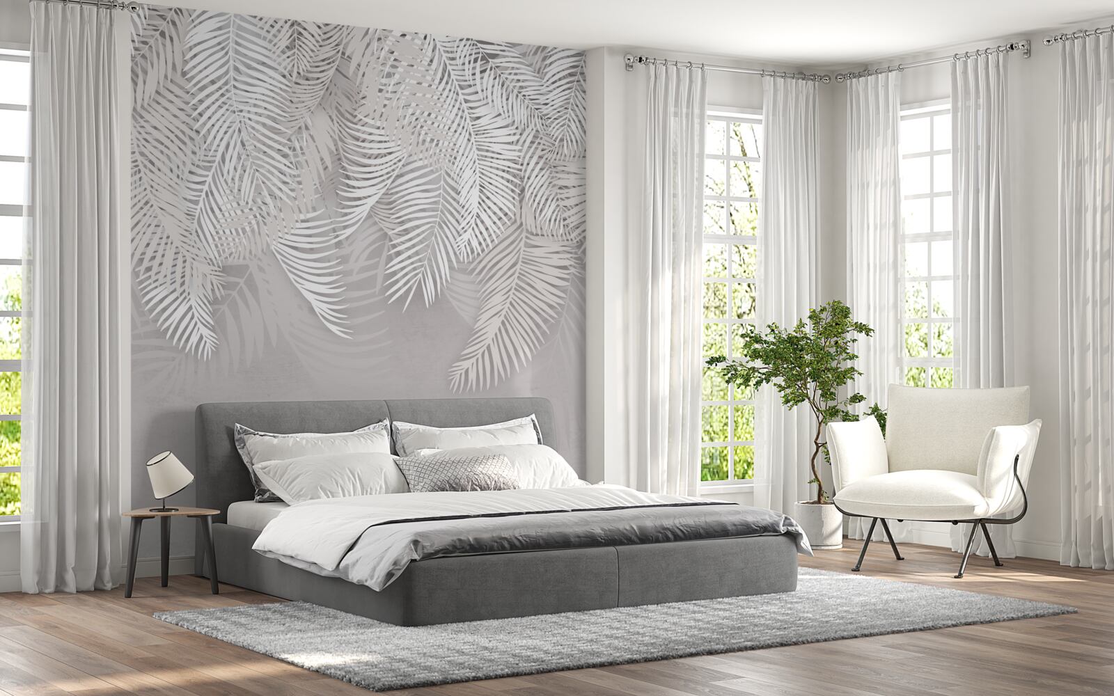 Fotobehang integendeel, de varen is wit