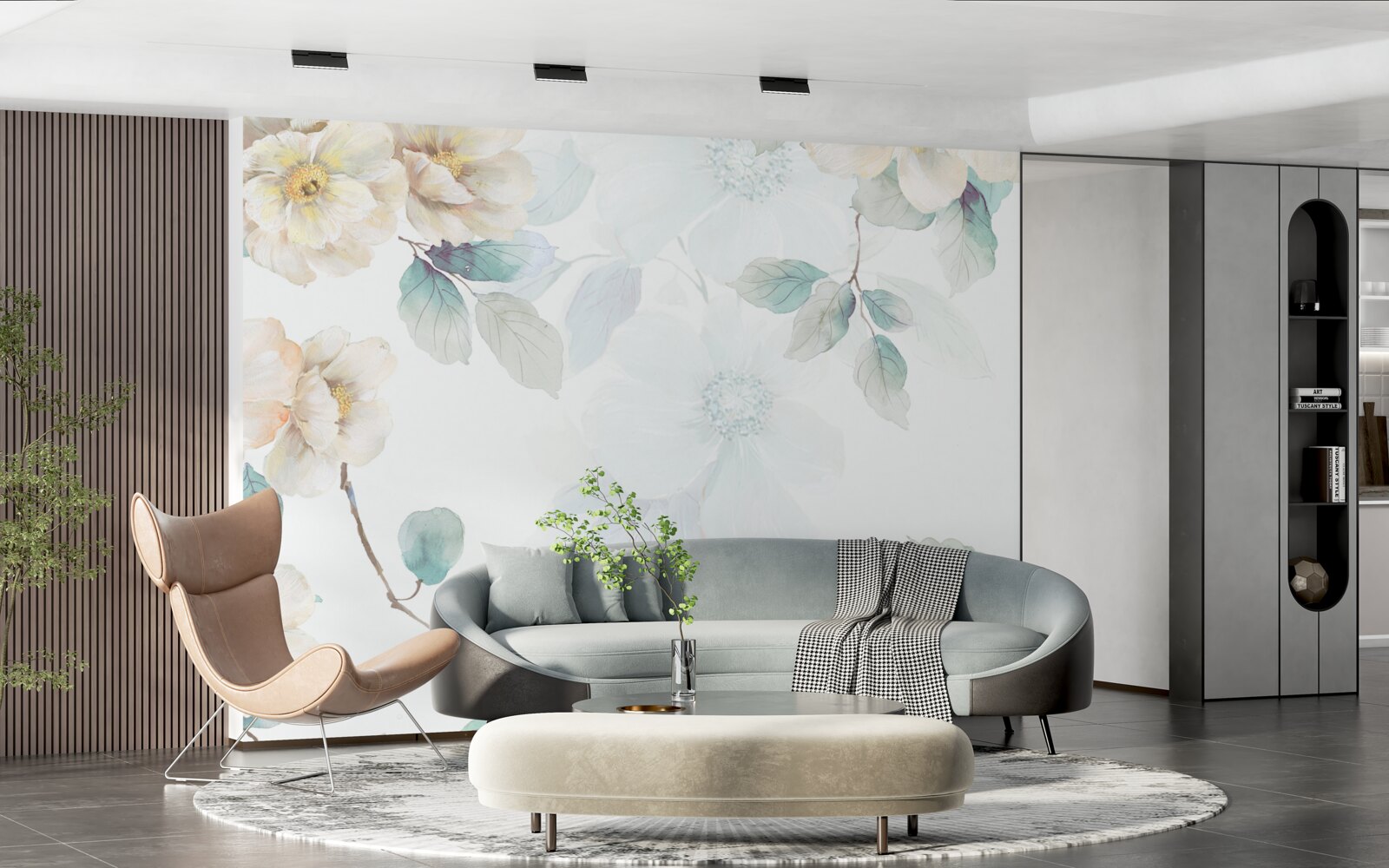 Fotobehang bloemknoppen ontwikkelen zich voorzichtig aan de takken