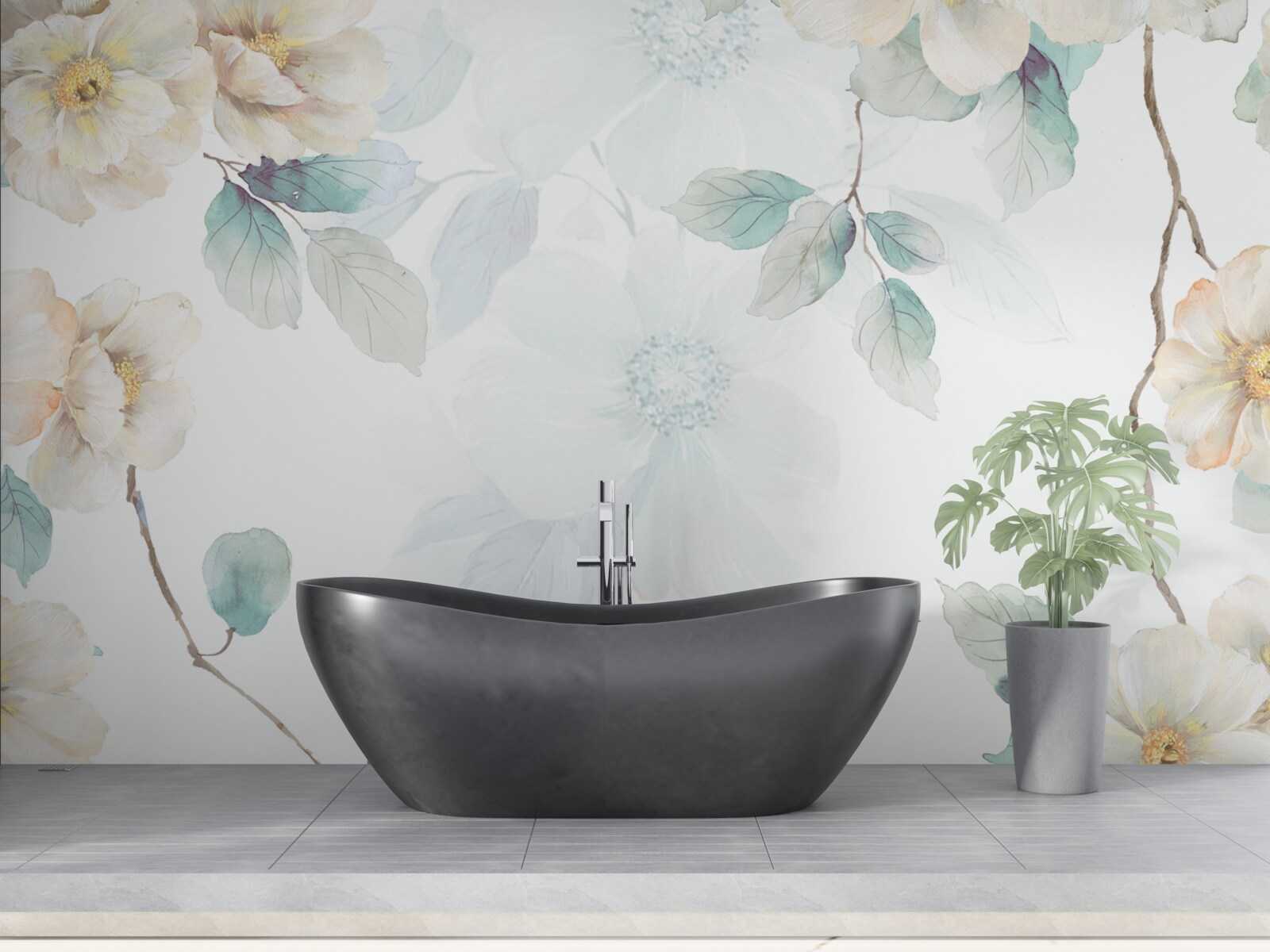 Fotobehang bloemknoppen ontwikkelen zich voorzichtig aan de takken