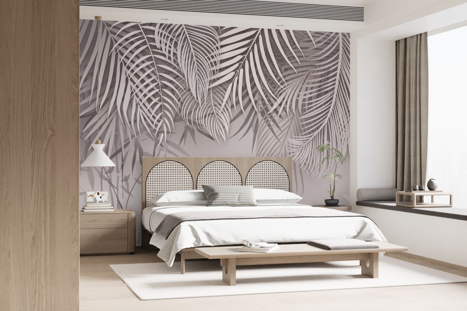 Fotobehang lichte en grijze varenbladeren