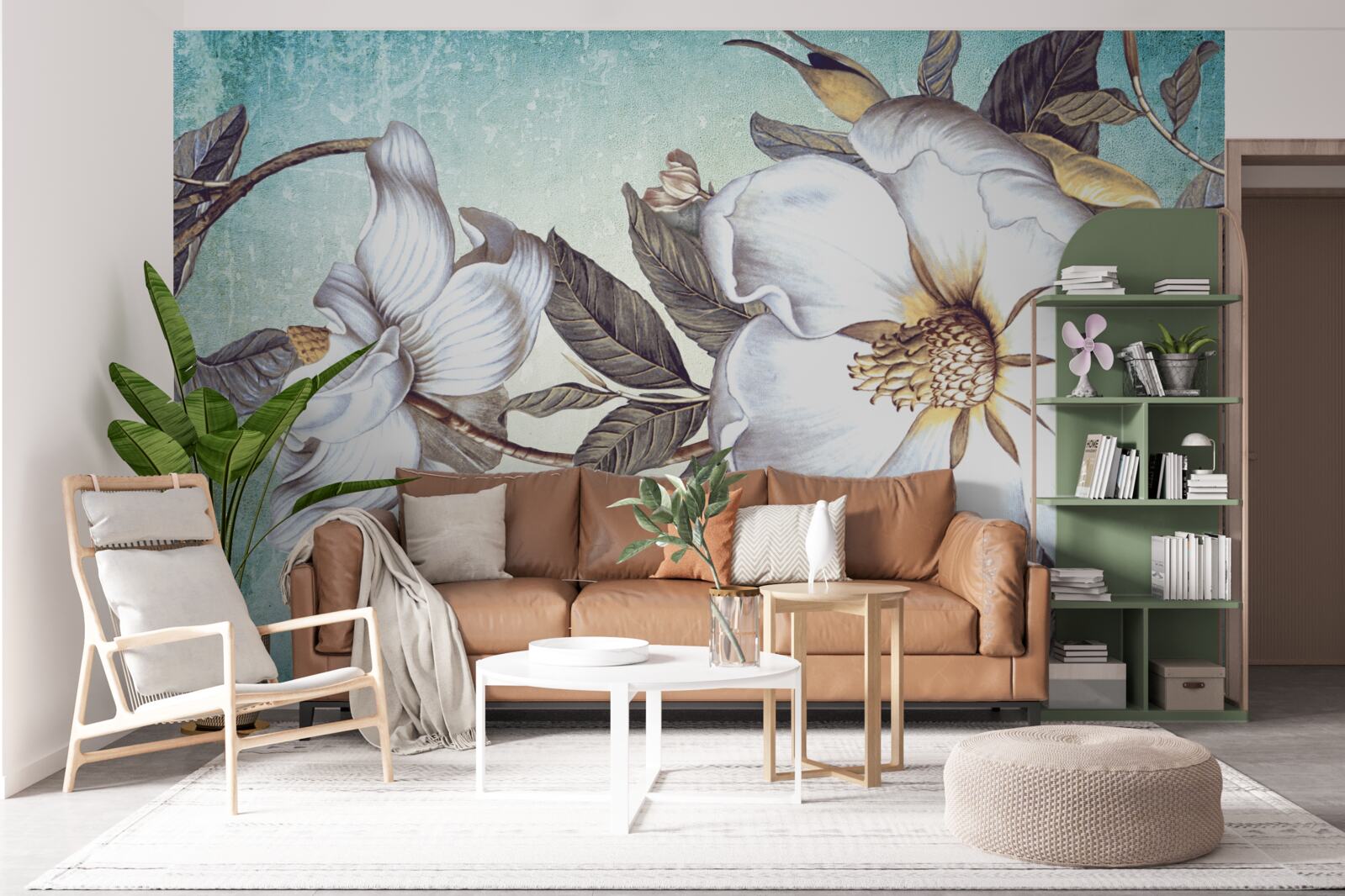 Fotobehang sneeuwwitte bloemen bloeien