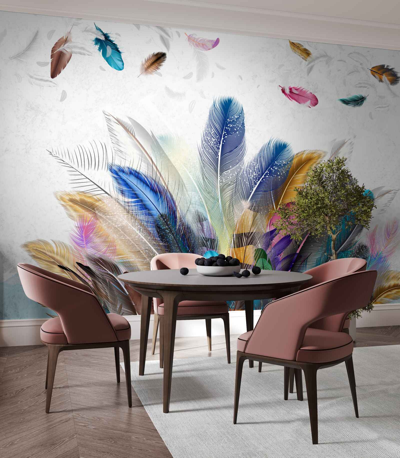 Fotobehang veelkleurige veren