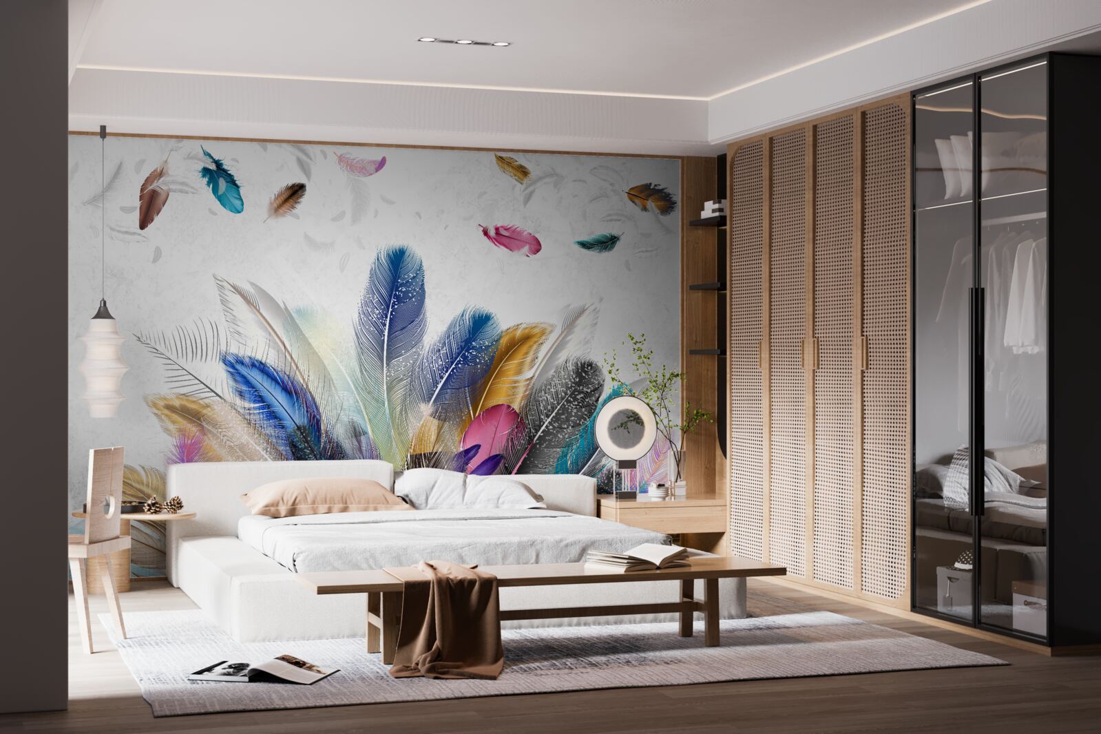 Fotobehang veelkleurige veren