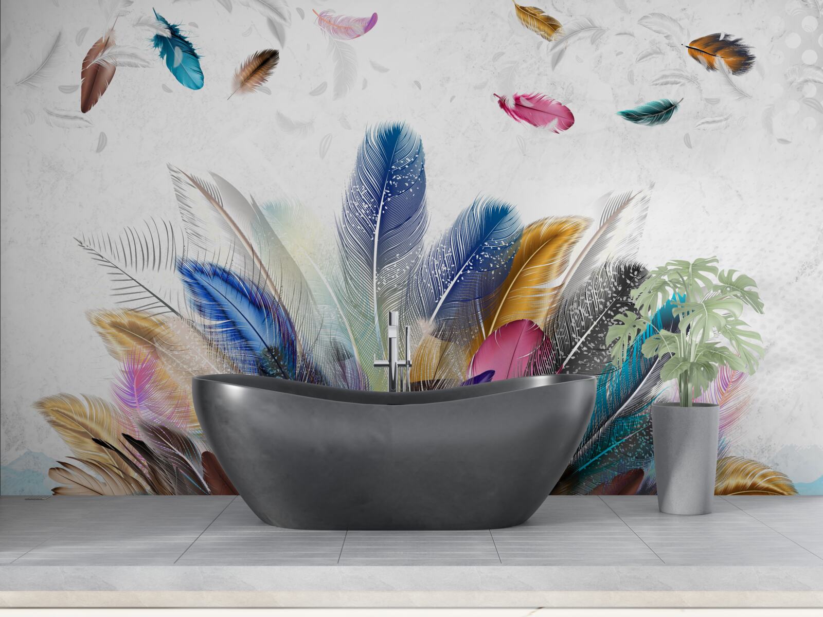 Fotobehang veelkleurige veren