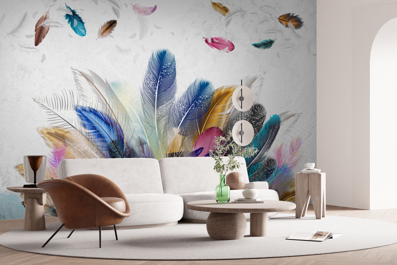 Fotobehang veelkleurige veren