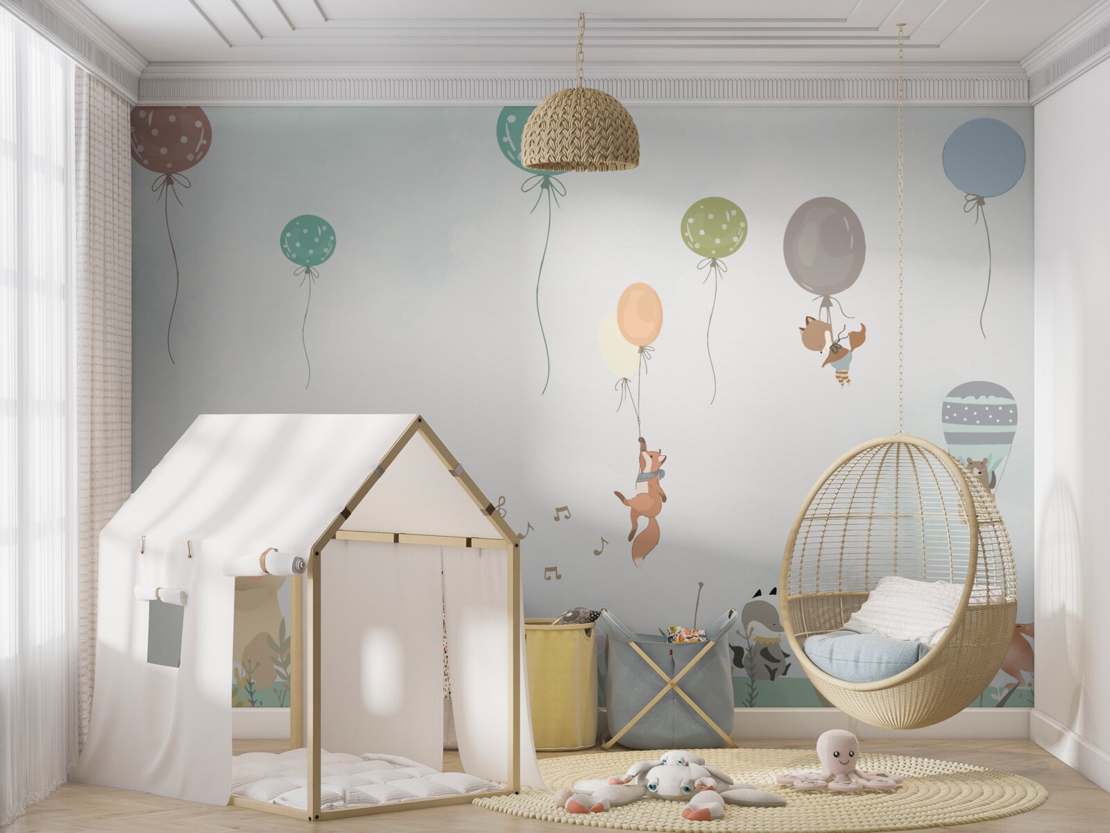 Fotobehang dieren gaan naar verjaardagsfeestje