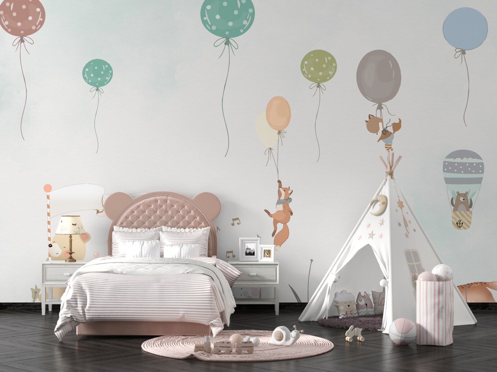 Fotobehang dieren gaan naar verjaardagsfeestje