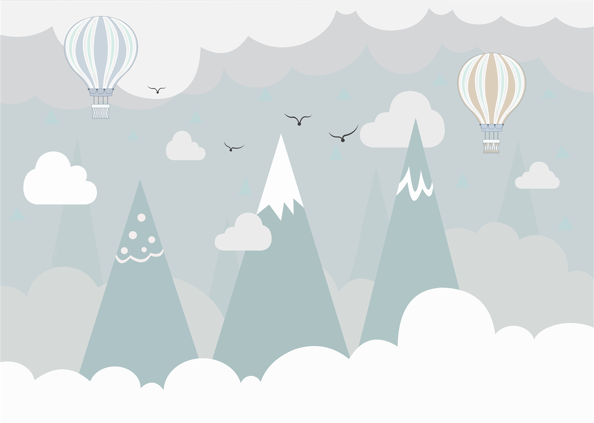 Fotobehang ballonnen tegen een achtergrond van bergen