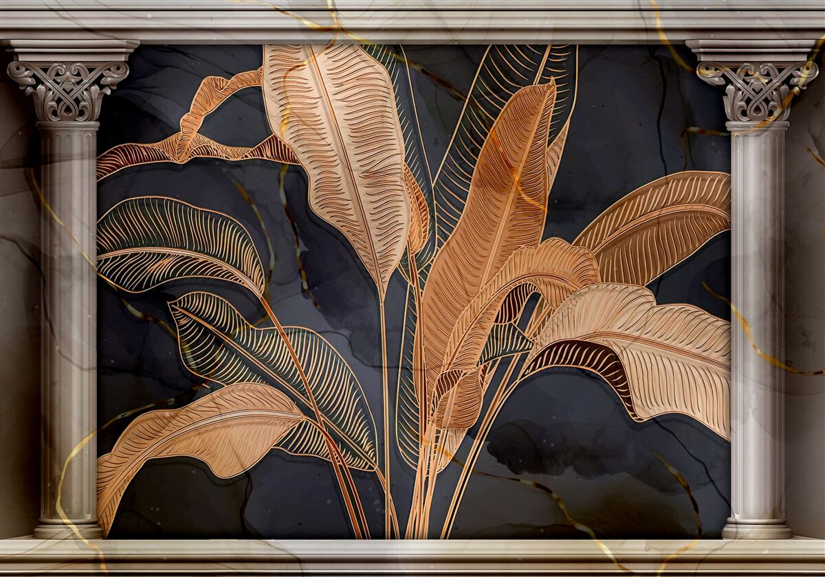 Fotobehang Boog met gouden varen