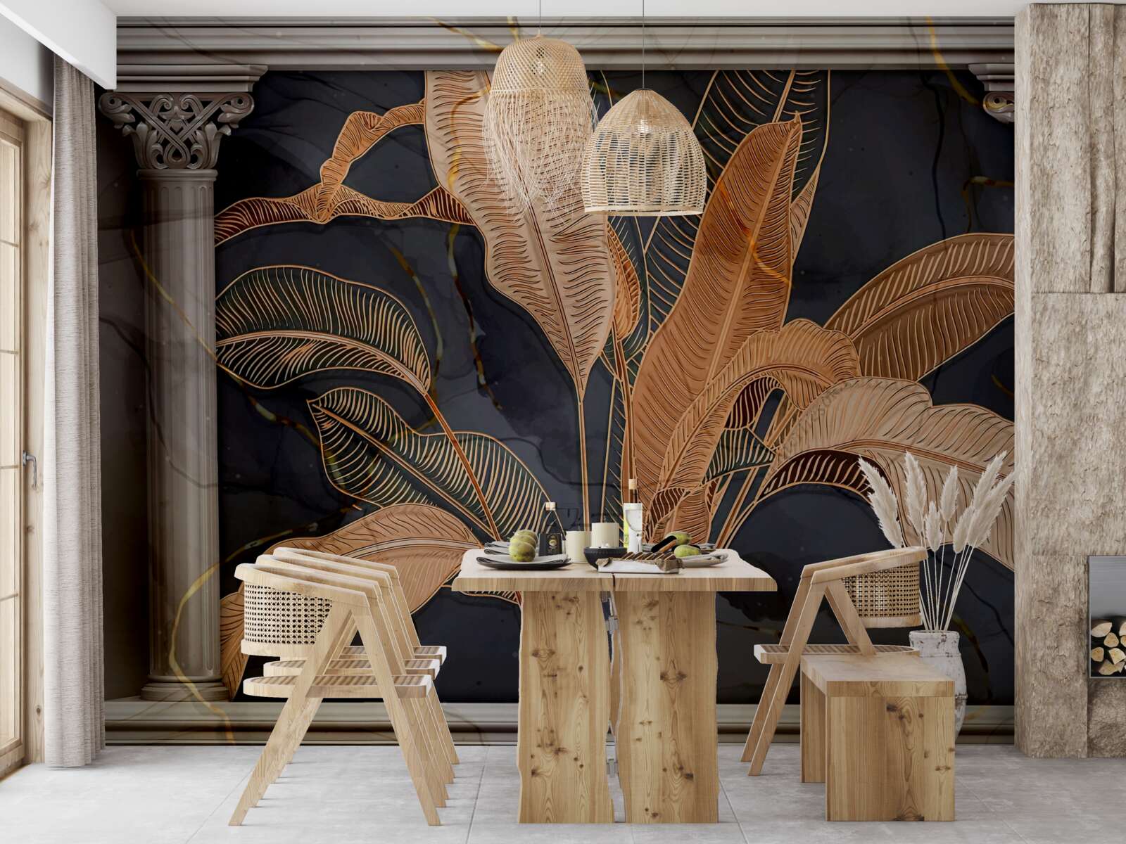 Fotobehang Boog met gouden varen