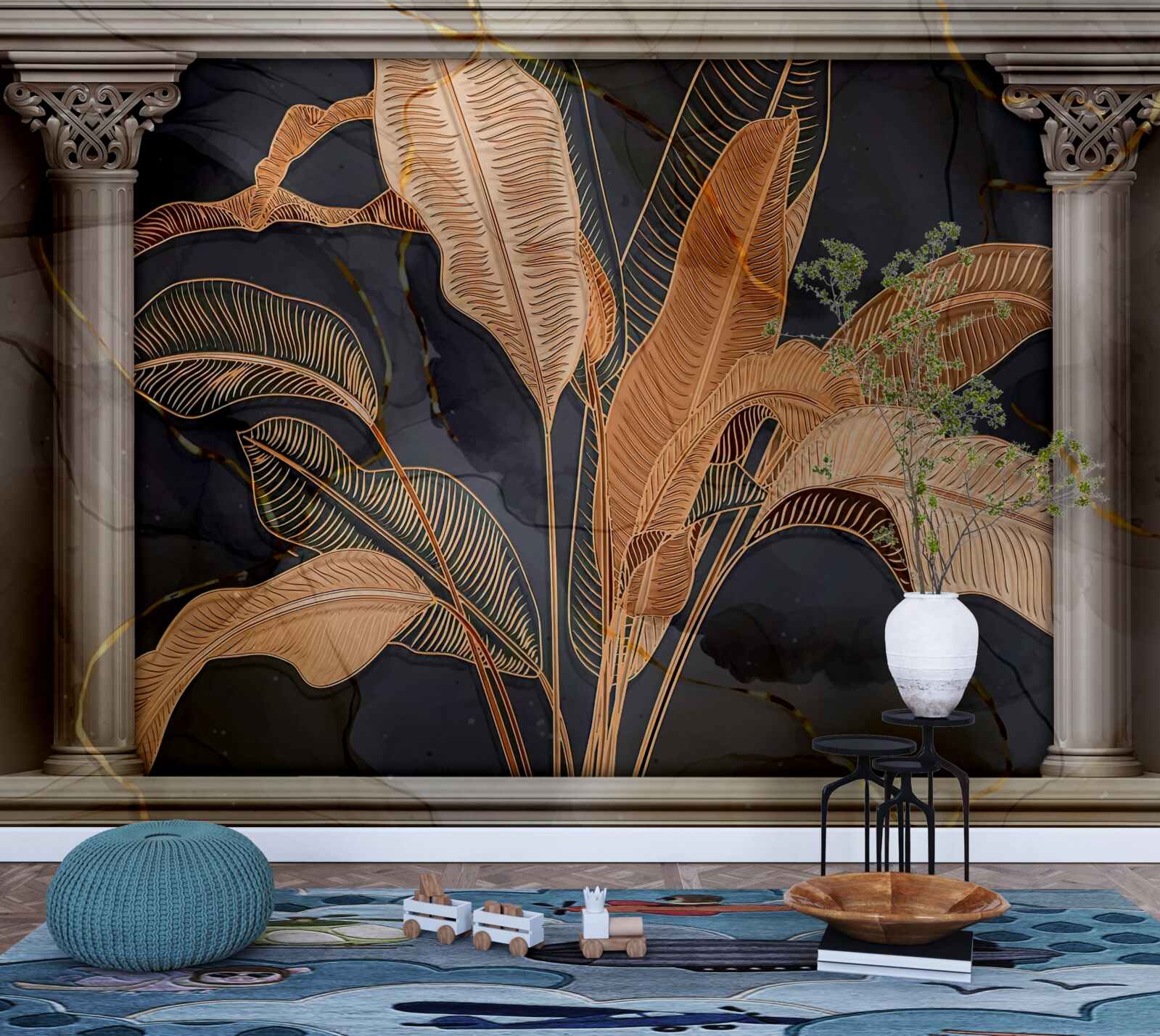 Fotobehang Boog met gouden varen