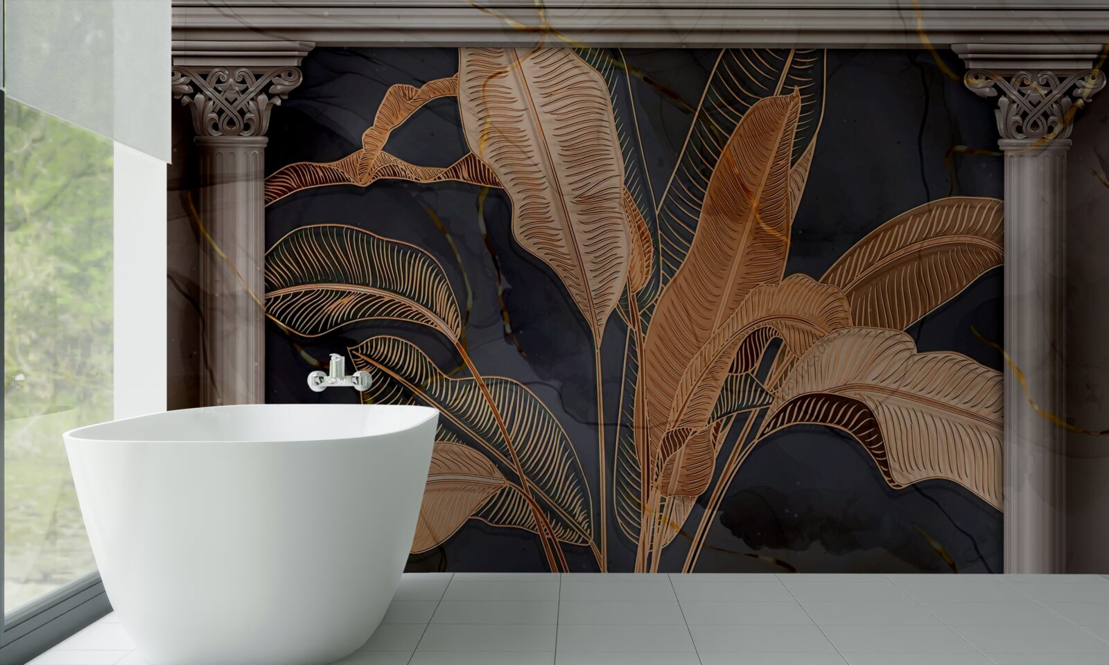 Fotobehang Boog met gouden varen