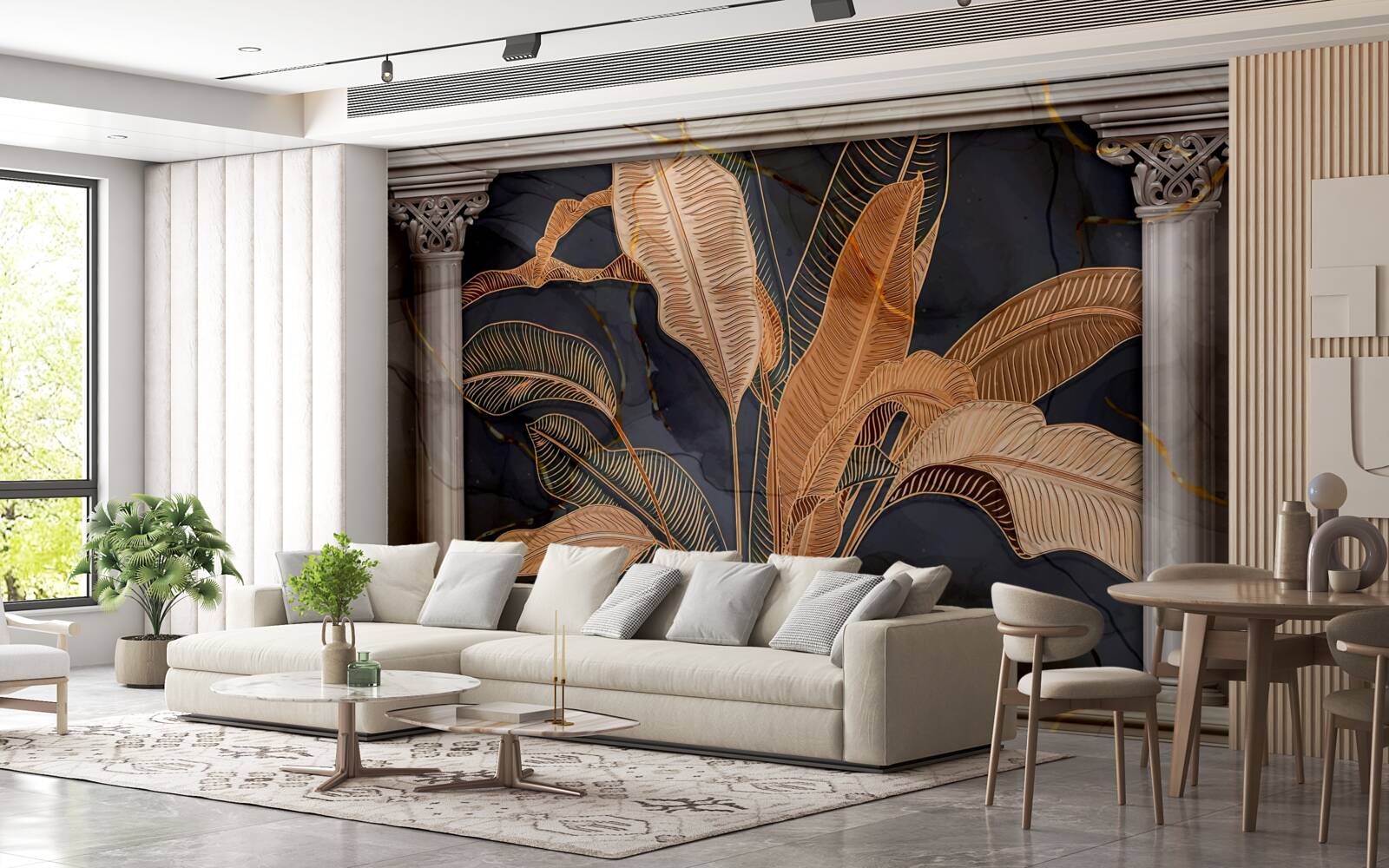 Fotobehang Boog met gouden varen