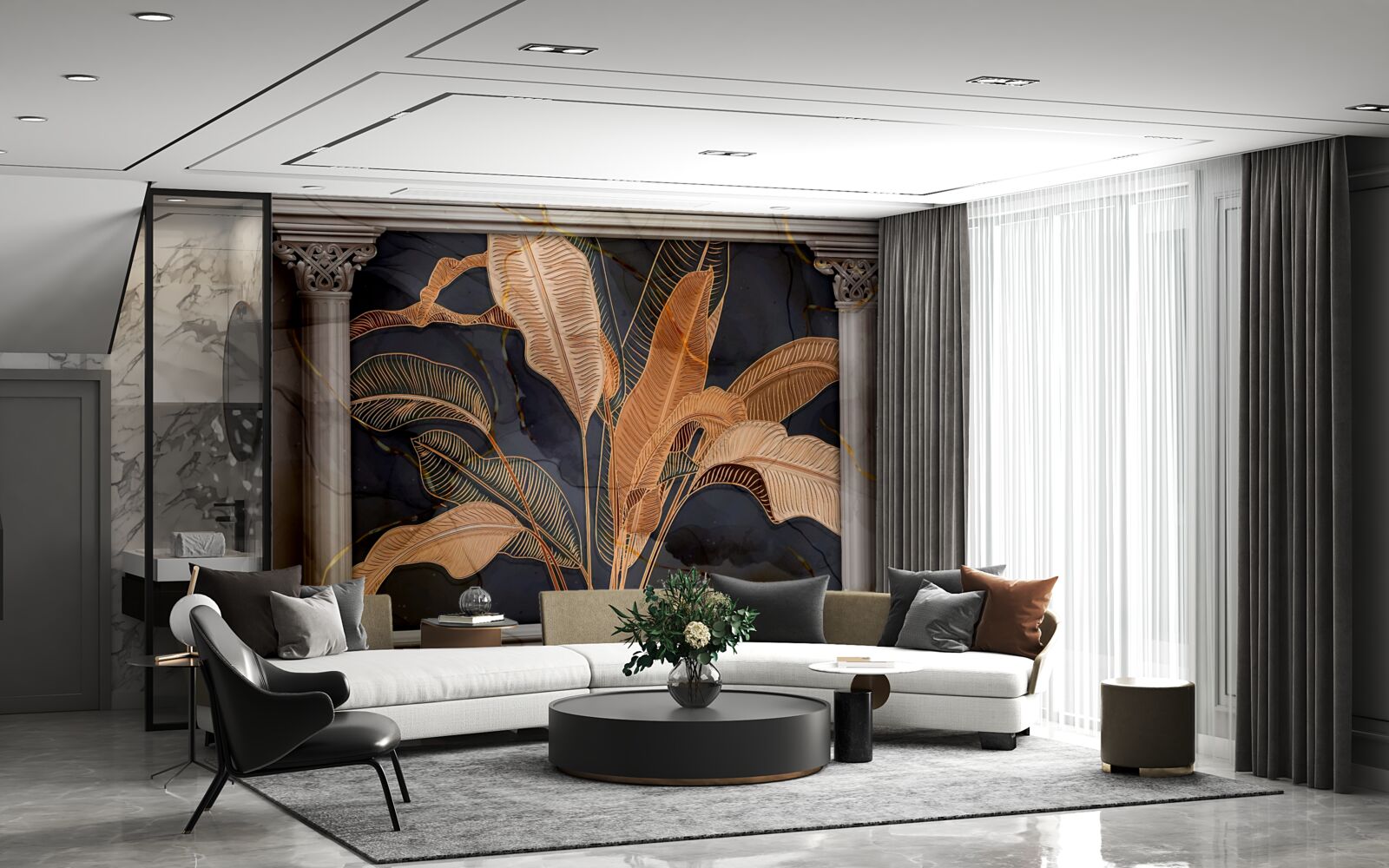 Fotobehang Boog met gouden varen