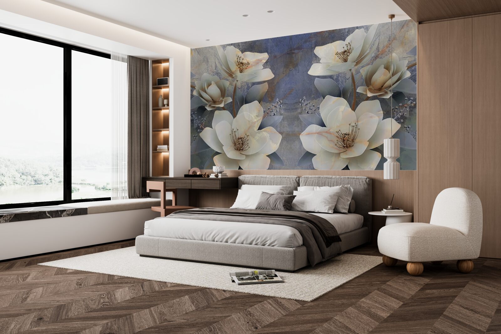 Fotobehang volumetrische bloeiers