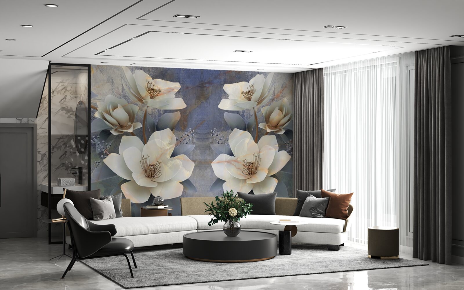 Fotobehang volumetrische bloeiers