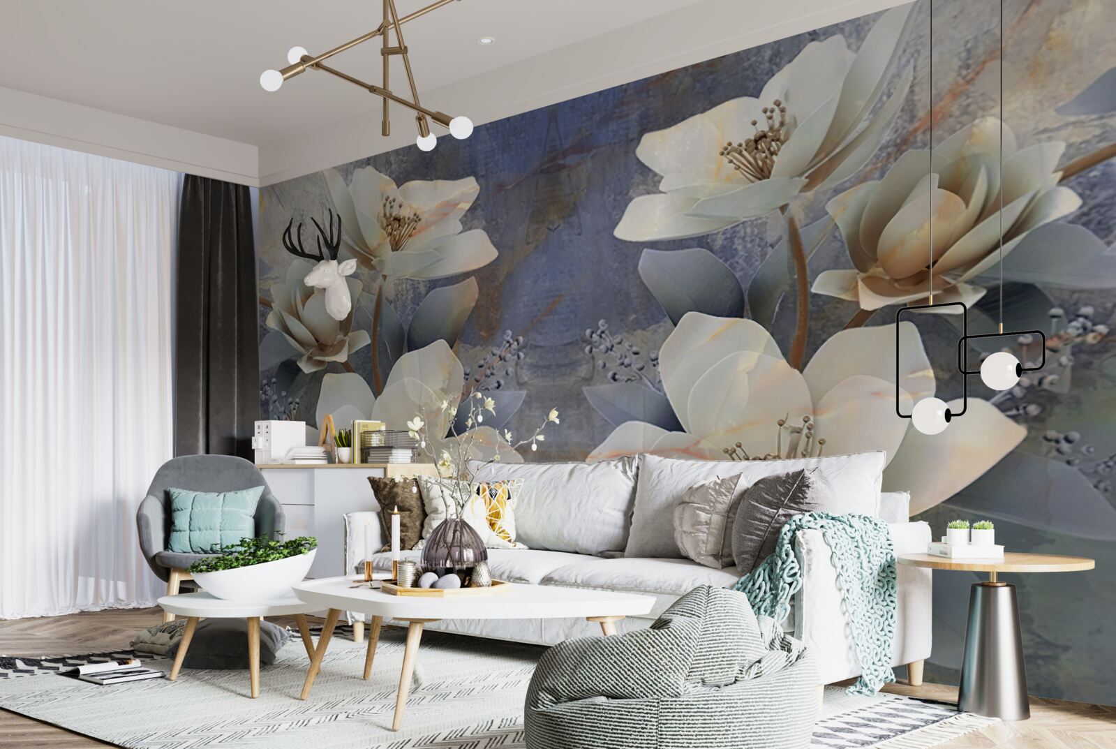 Fotobehang volumetrische bloeiers