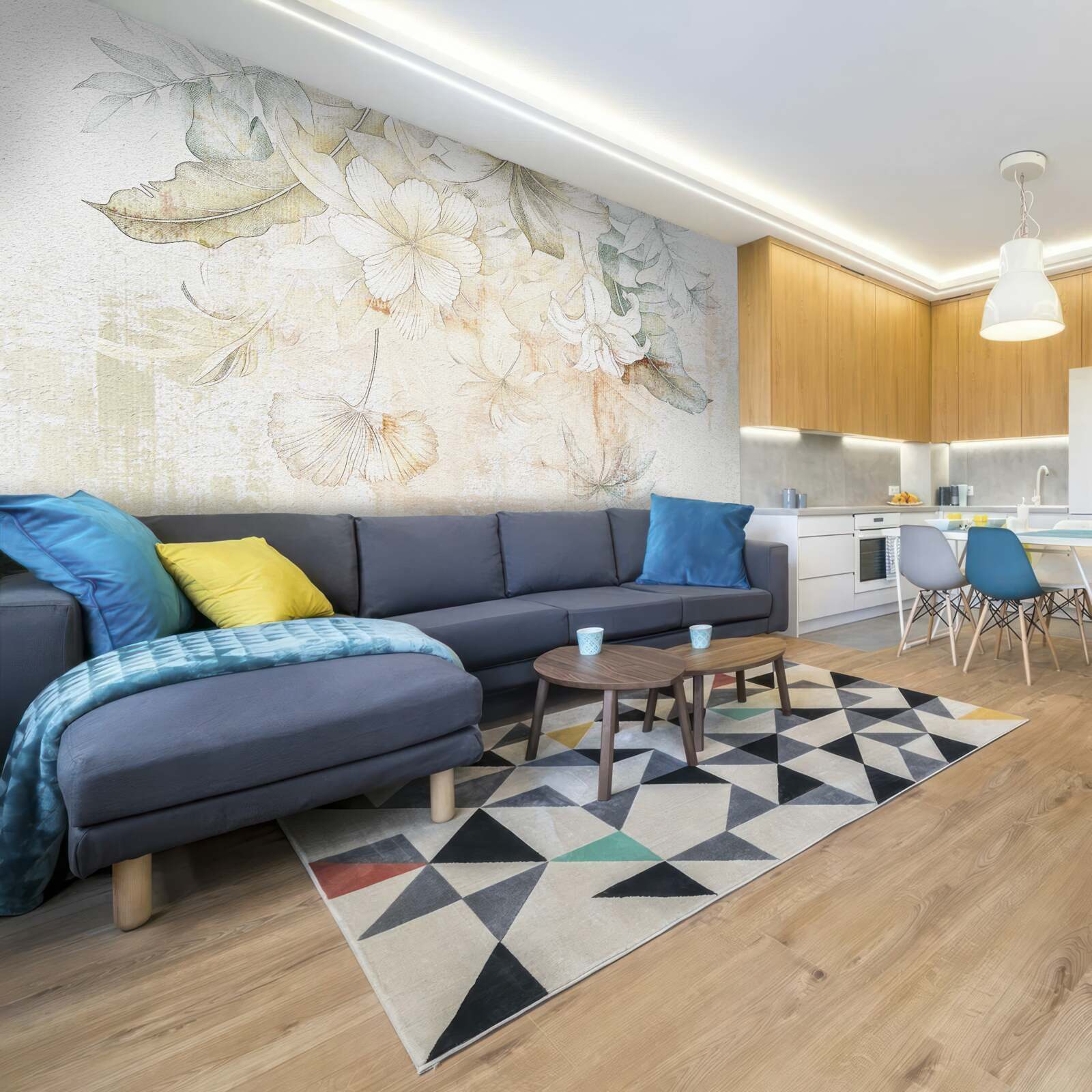 Fotobehang tropische bladeren en bloemen